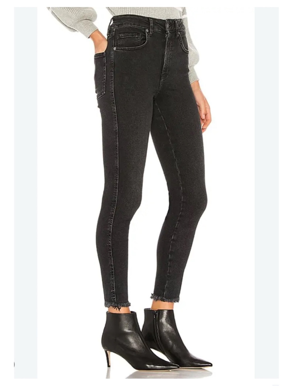 Free People High Rise Raw Hem Jegging Skinny Jeans Women’s 31 Faded Black